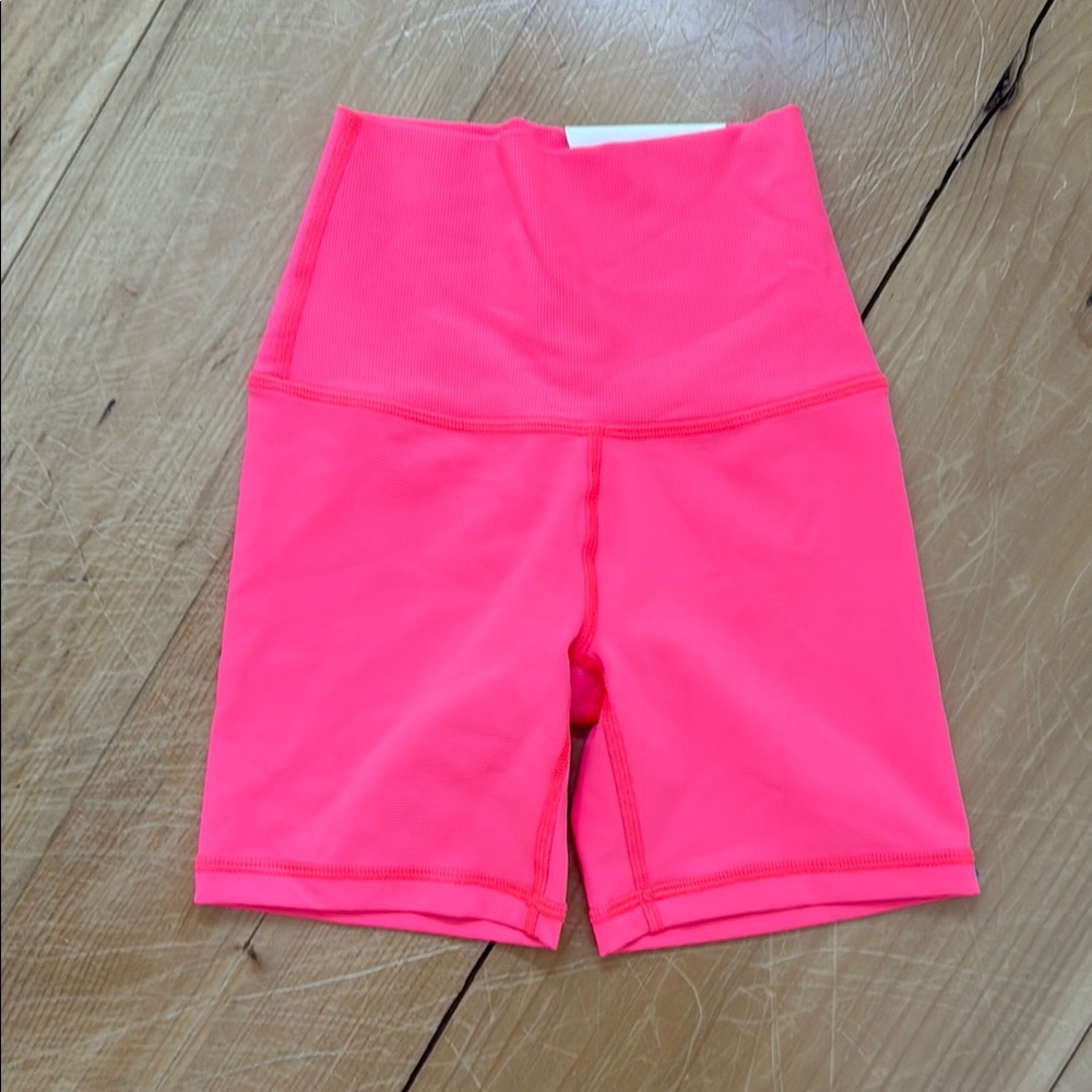 High-Waisted Neon Pink Women's Bike Shorts